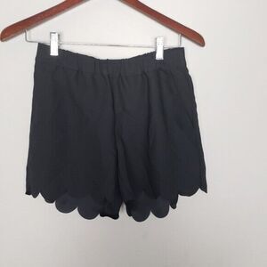 Madewell Black Scallop-Hem Pull-On Shorts NEW XS